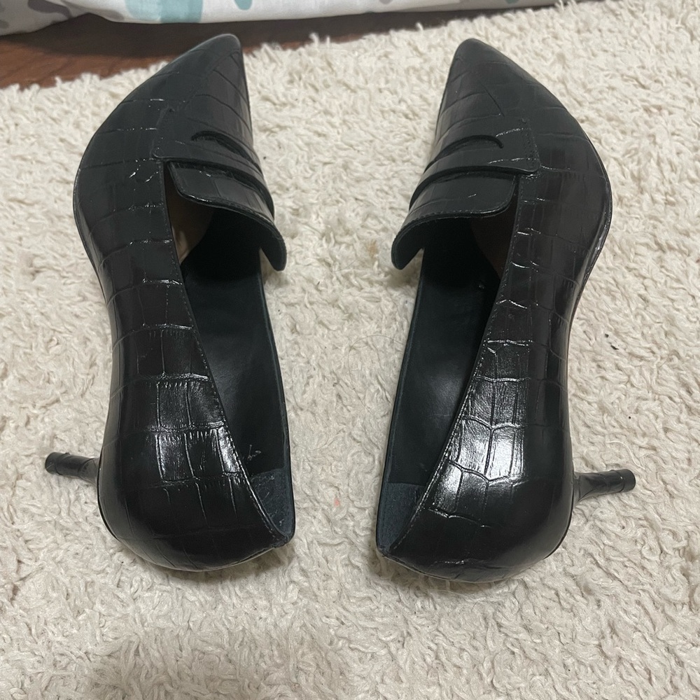 Antonio Melani Leedia Heels Pumps 6.5 Shoes Croc Embossed Leather Classic Black - Picture 6 of 7